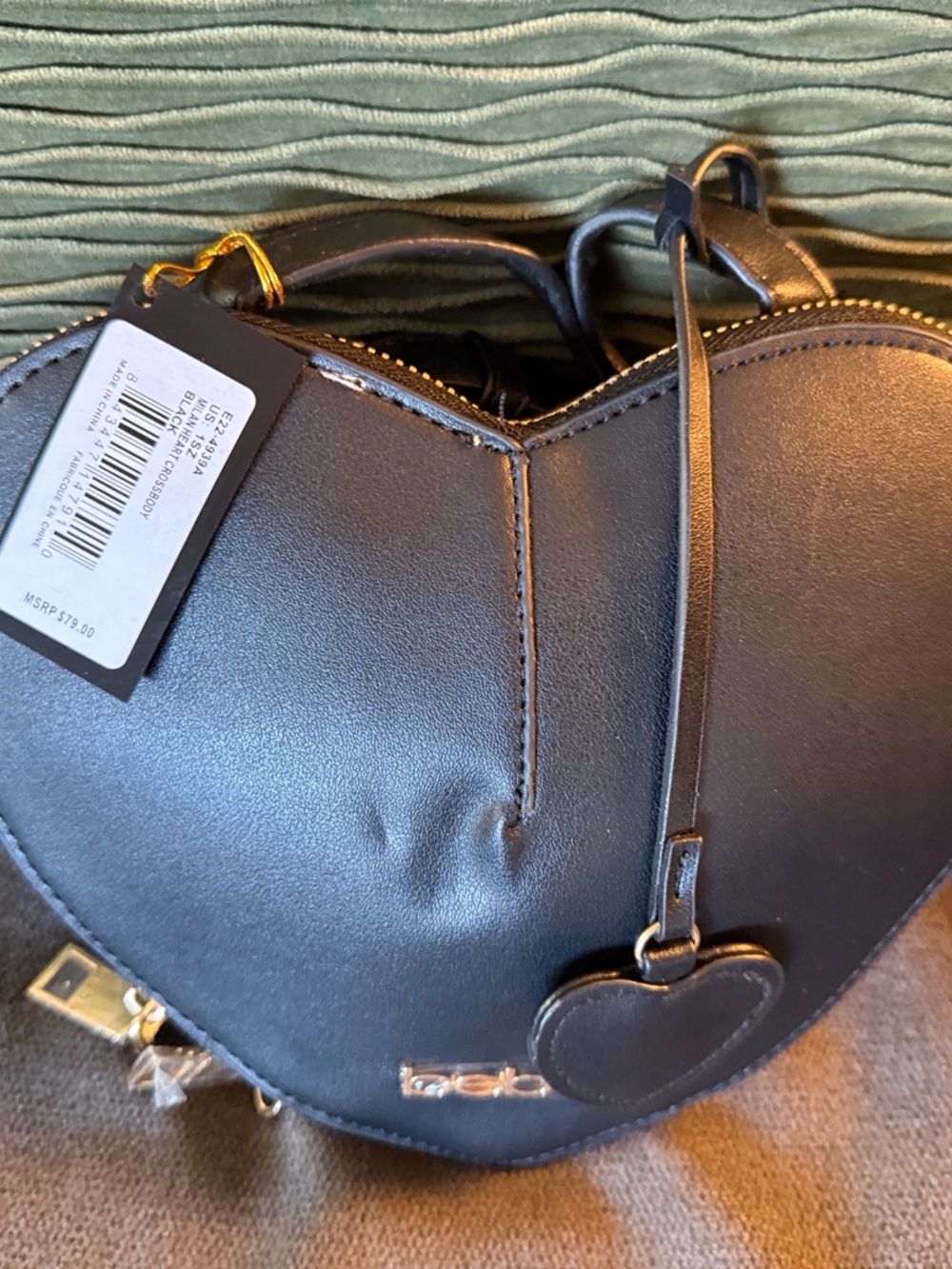 bebe Heart-Shaped Black Mini Crossbody Bag